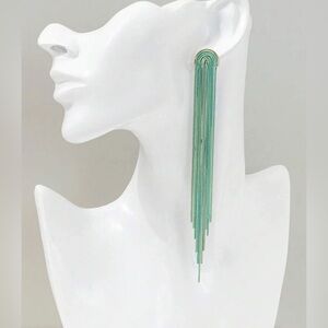 Elegant Green Tassel Earrings
